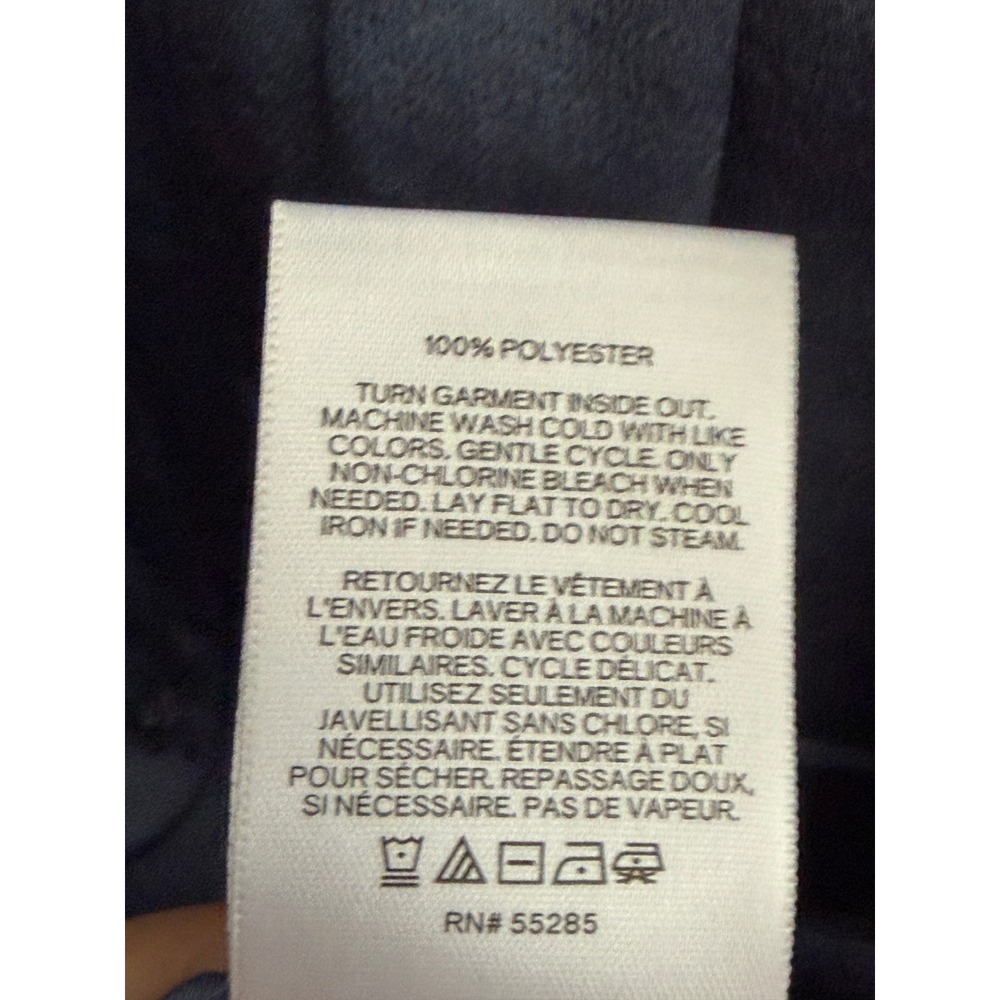 Express Portofino Shirt Womens Small Slim Fit Blue Roll Tab Sleeve Button Up Top - Picture 4 of 7